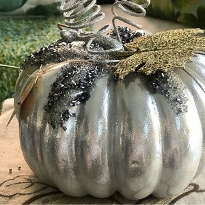 New! Silver & Gold Sparkly Pumpkin